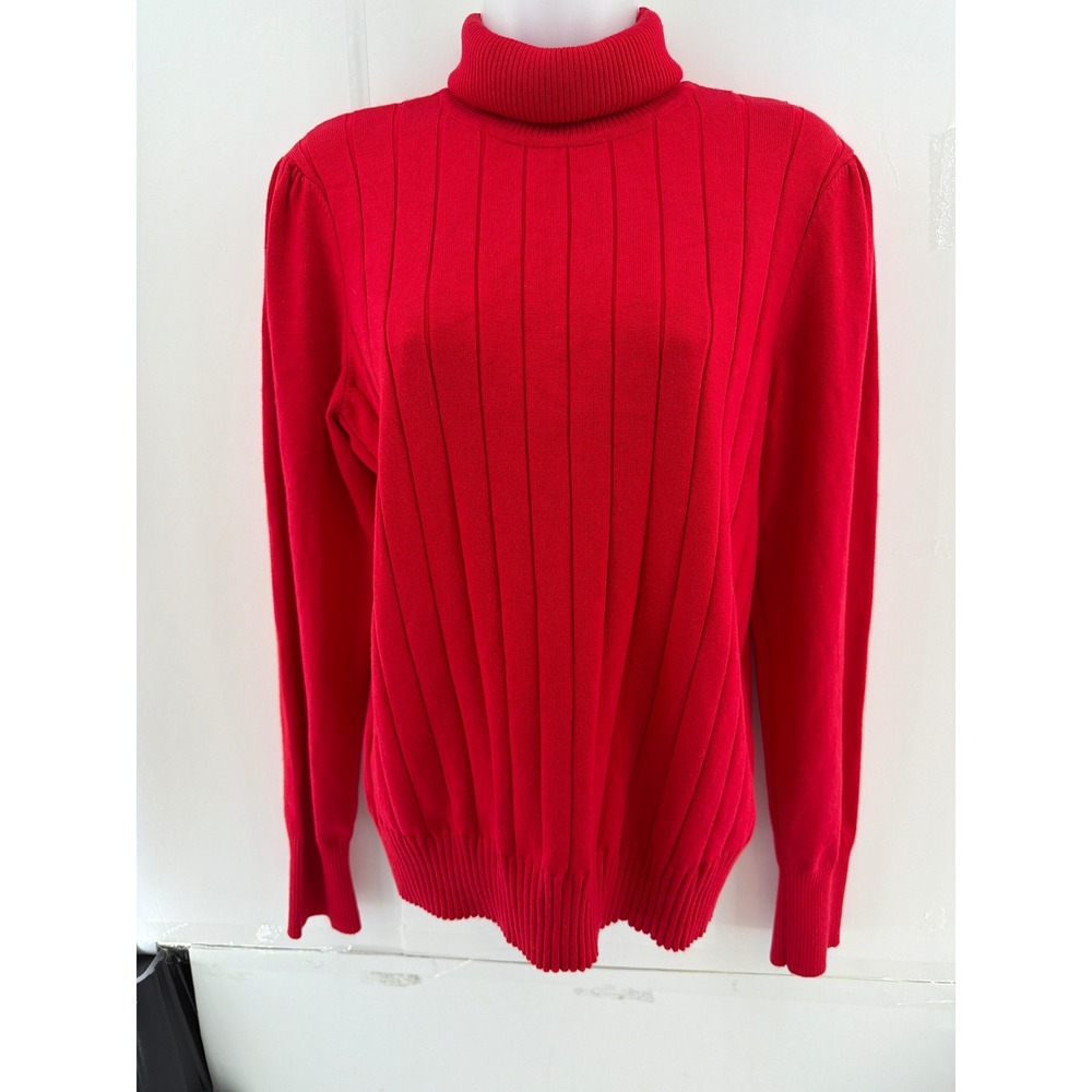 Casa Cabana Turtleneck Sweater Women Large Red Excellent Ribbed Knit Long Sleeve